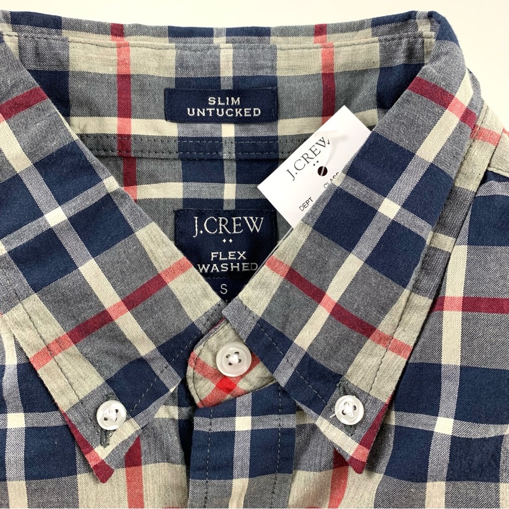 J. Crew Men's Blue and Red Plaid Shirt